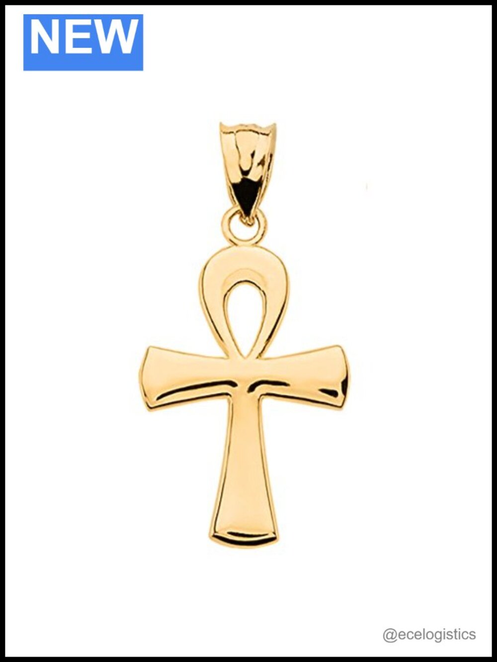 10K Yellow Gold Egyptian Ankh Cross Charm Pendant Handcrafted USA